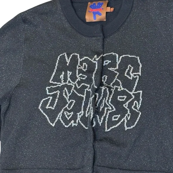 Marc Jacobs heaven Black Cropped Women's Top scribbly logo cardigan Sz M